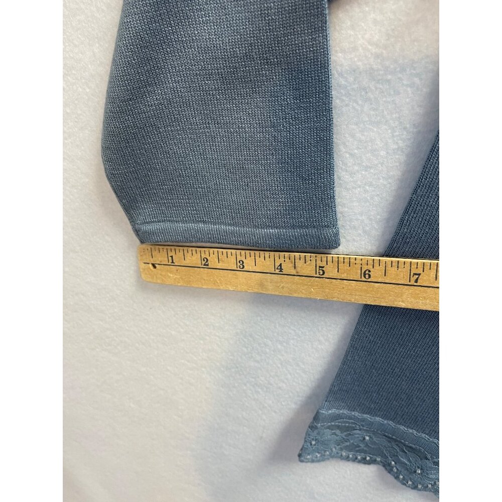 Vintage John Leslie Top Blue Gray Lace Bottom Half-Sleeve Size XL - Picture 10 of 12